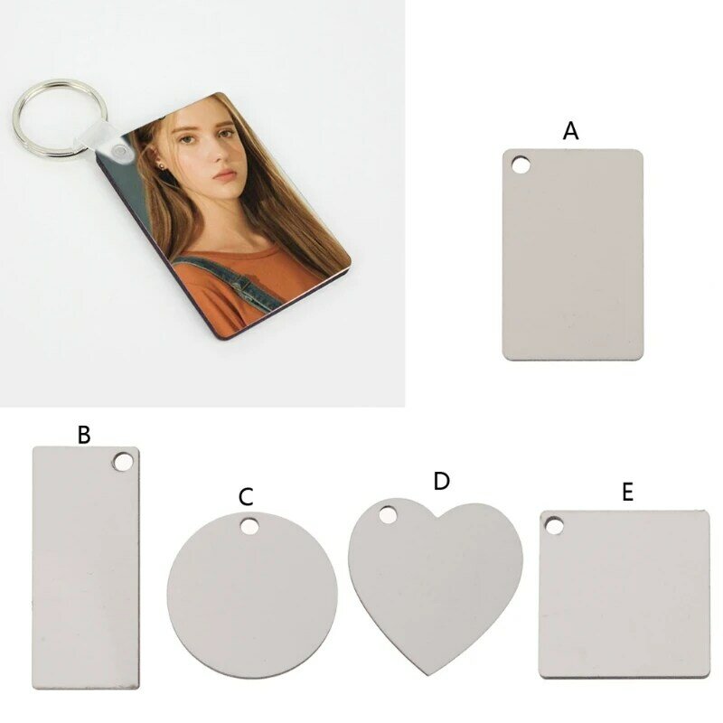 12Pc DIY Sublimation Wooden Hard Board for Key Rings Double Printable White Blank MDF Keychains Heat Transfer Jewelry