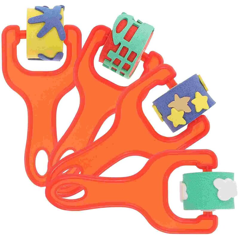 4 pezzi di guarnizioni per ruote verniciate strumenti per spugne per bambini kit di ornamenti per stampa a mano in Pp per bambini