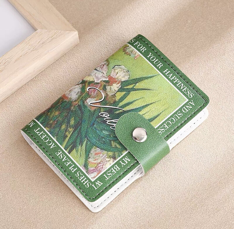 Multiple Card Slots Credit Bank IC/ID Card Holder Badge Business Bus Card Storage Case Oil Painting Style Women's Men's Wallet