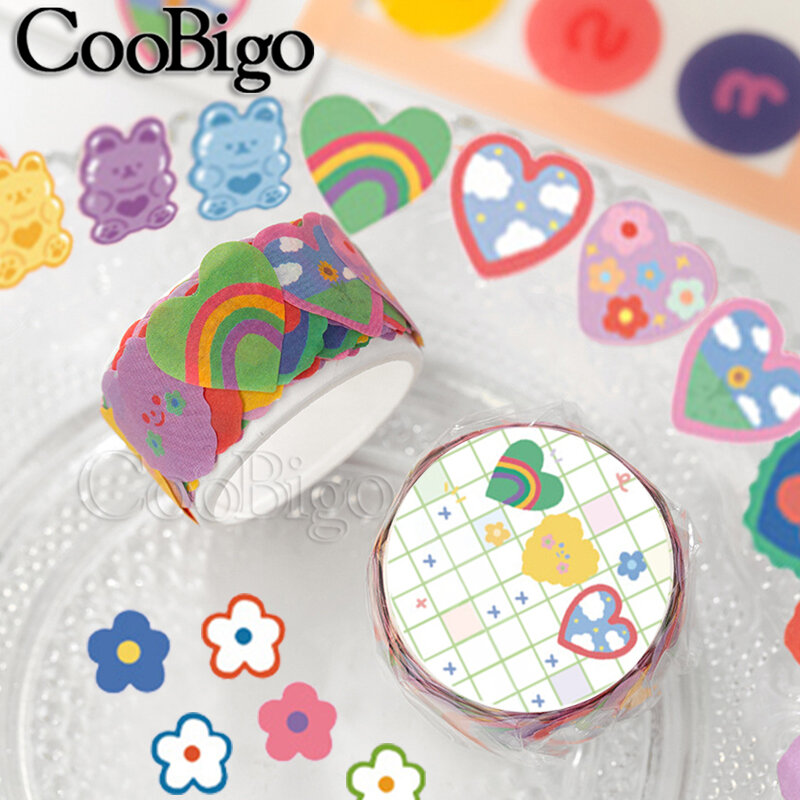 100 Pcs/Roll Hand Drawn Cartoon Color Washi Tape DIY Scrapbooking Masking Tape Sticker Diary Stationery DIY Craft Supplies