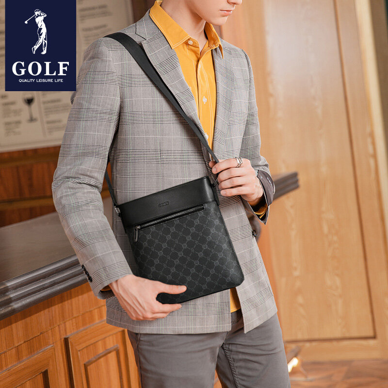 حقيبة كتف للرجال من Golf ، حقيبة كروس مطبوعة للأعمال ، حقيبة ظهر صغيرة ، حقيبة يد خفيفة الوزن ، حقيبة ماركة أنيقة ترفيهية
