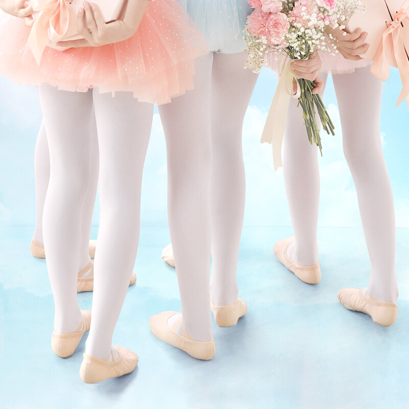 Ragazze donne calzamaglia da balletto con piedi collant da ballo calze da ballo in microfibra Beige Leggings senza cuciture 80D 90D