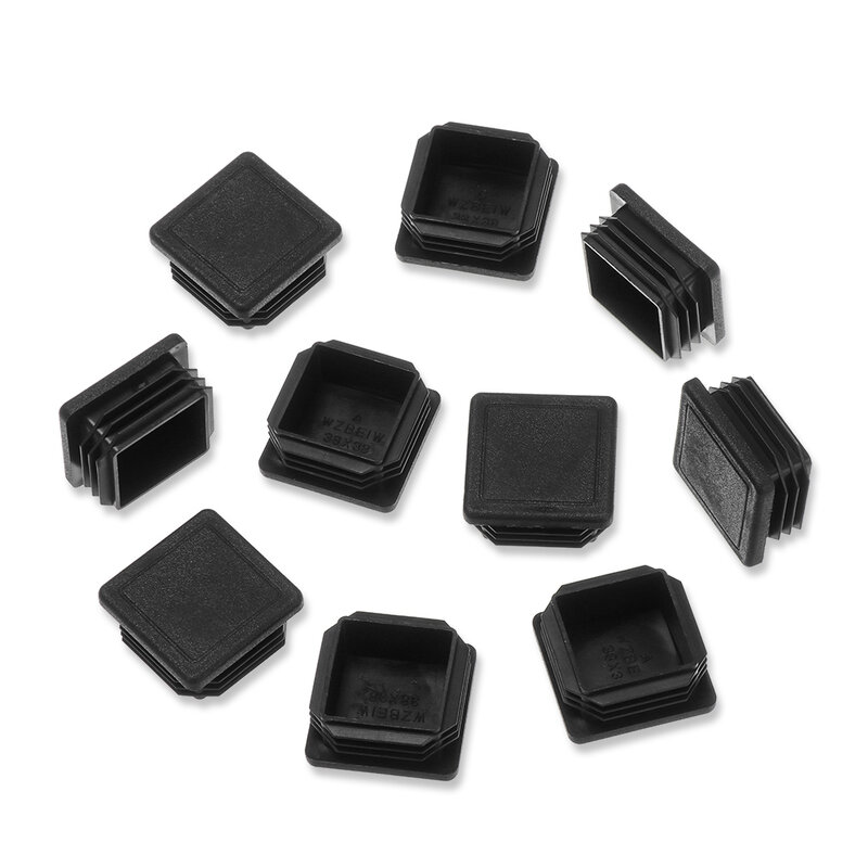 Tapón de Inserción de tubo, tapón de plástico cuadrado, color negro, 10 piezas, 15x15 ~ 60x60mm
