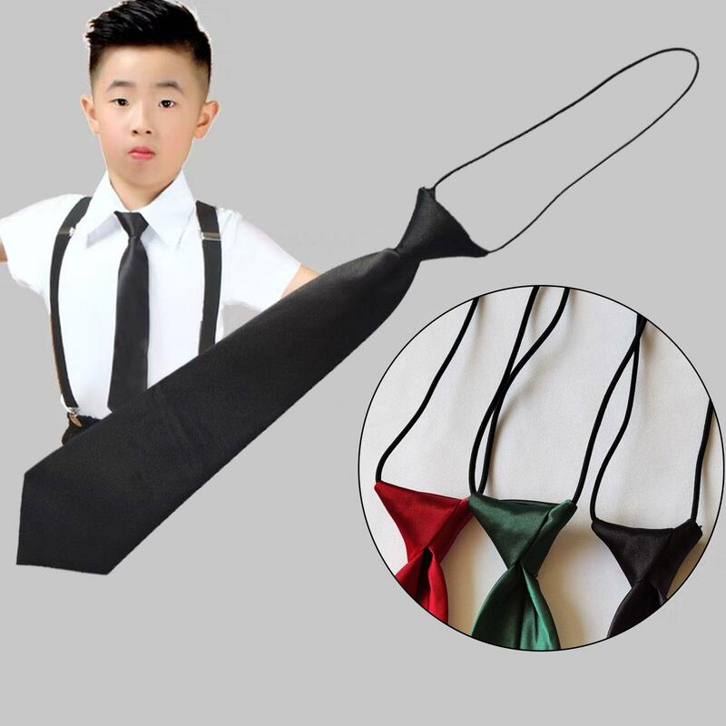New Ties Student Retro Black Solid Silky Narrow Neck Smooth Necktie All-match Women Zipper Slim Tie Unisex Casual Elegant T Q6R3