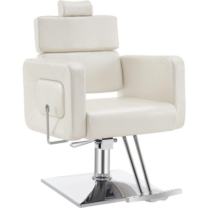 BarberPub sedia da barbiere idraulica classica sedia da barbiere reclinabile regolabile per lo Styling del salone di bellezza 2065 (Champagne)