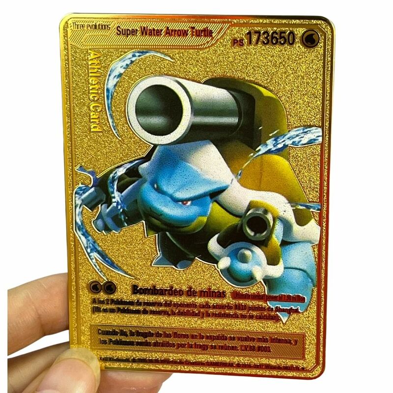Cartes Pokémon espagnoles en métal, lettres Pokémon, cartes Iron Mewtwo Pikachu Gx Charizard Vmax, nouveau, 2024