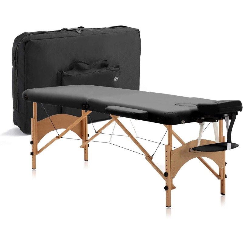 Mesa de masaje portátil de peso ligero, cama 005 Aloha - W28 X L73 (paquete todo incluido, negro)