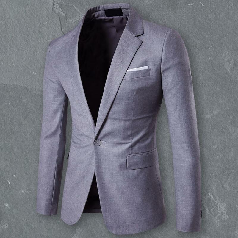 Jas Blazer kasual, jaket setelan jas ukuran Plus dengan kancing warna polos