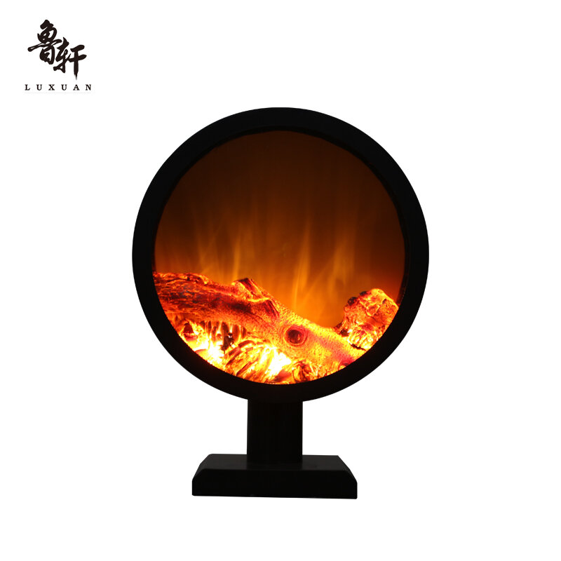 Custom European LED Simulated Flame Effect Fireplace 15 Inches Desktop Ornamental Round Electric Fireplace