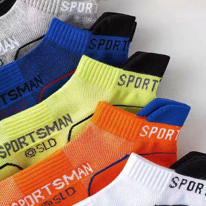 5 pairs summer men's ankle socks new mesh breathable sweat absorbent short socks youth student sports running men's cotton socks