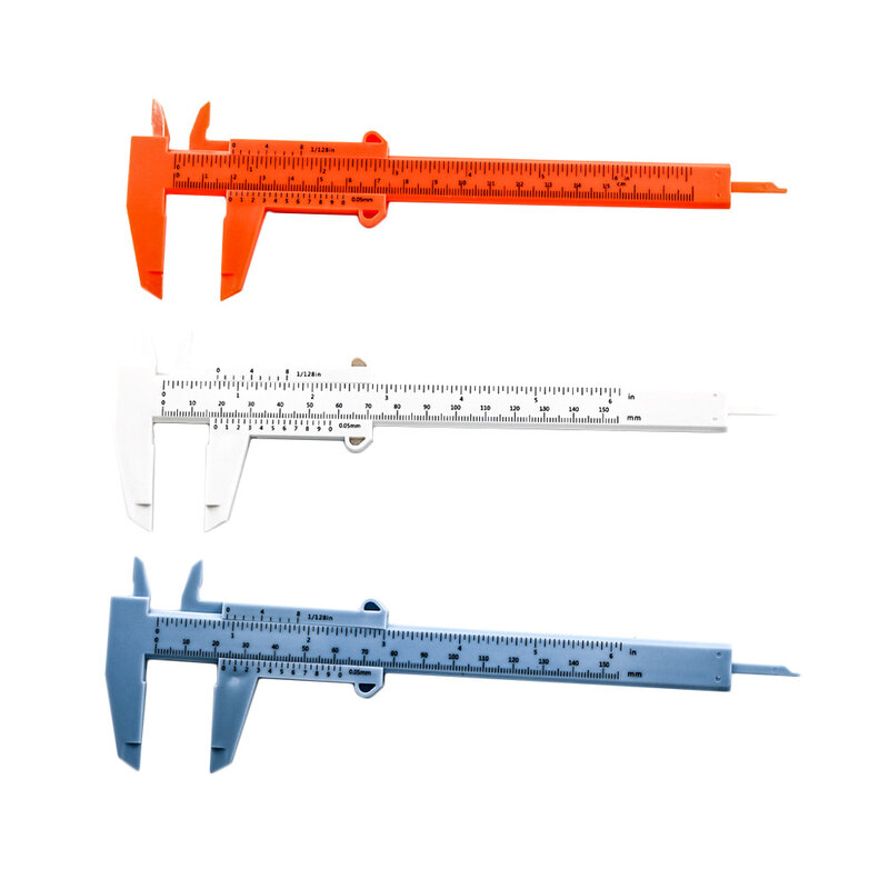 Vernier kaliper plastik, alat DIY penggaris skala ganda kaliper plastik kedalaman Diameter 0-150mm