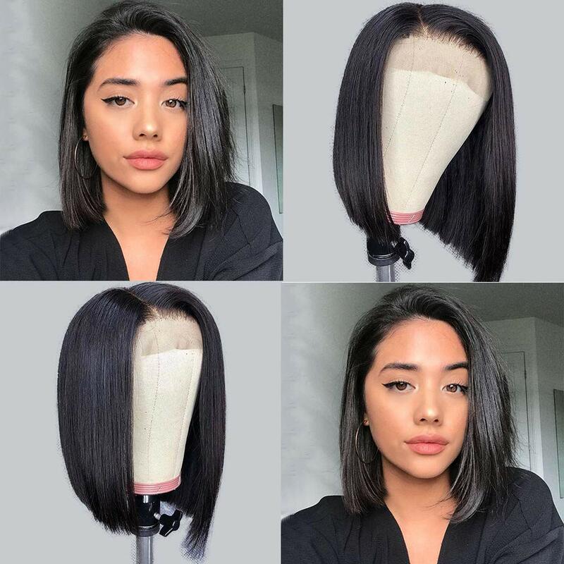 Short Bob Wig Straight 13x4 Lace Front Wig Human Hair Wigs for Black Women Pre Plucked Transparent Front Wig Brazilian Lace Wigs