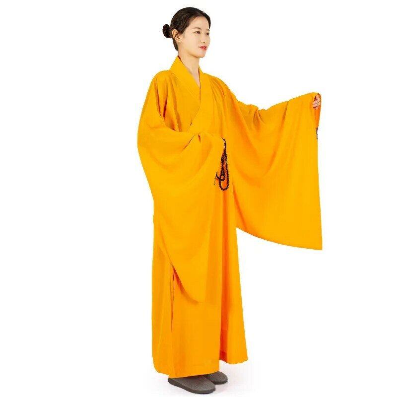 Длинное льняное платье в Тайваньском стиле с изображением монахов, 7 цветов