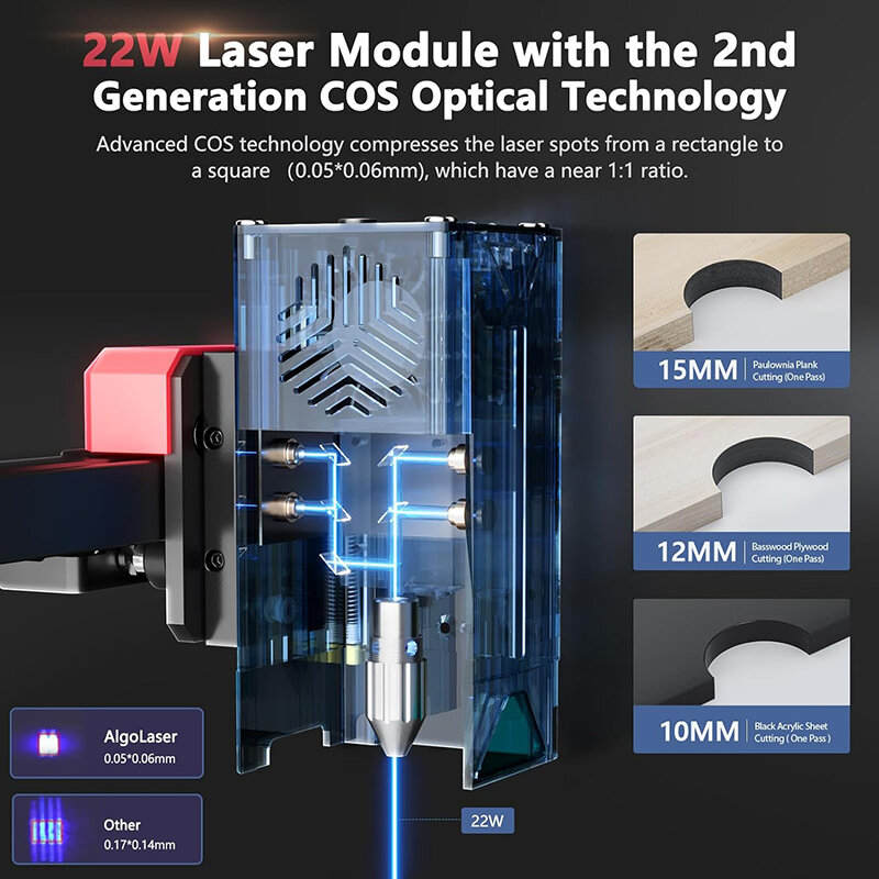 Algo laser Alpha 22W Lasers ch neider Monster mit Luf tunter stützung pumpe 400 mm/s Metalls techer Holz bearbeitung Laser gravur Schneide maschine