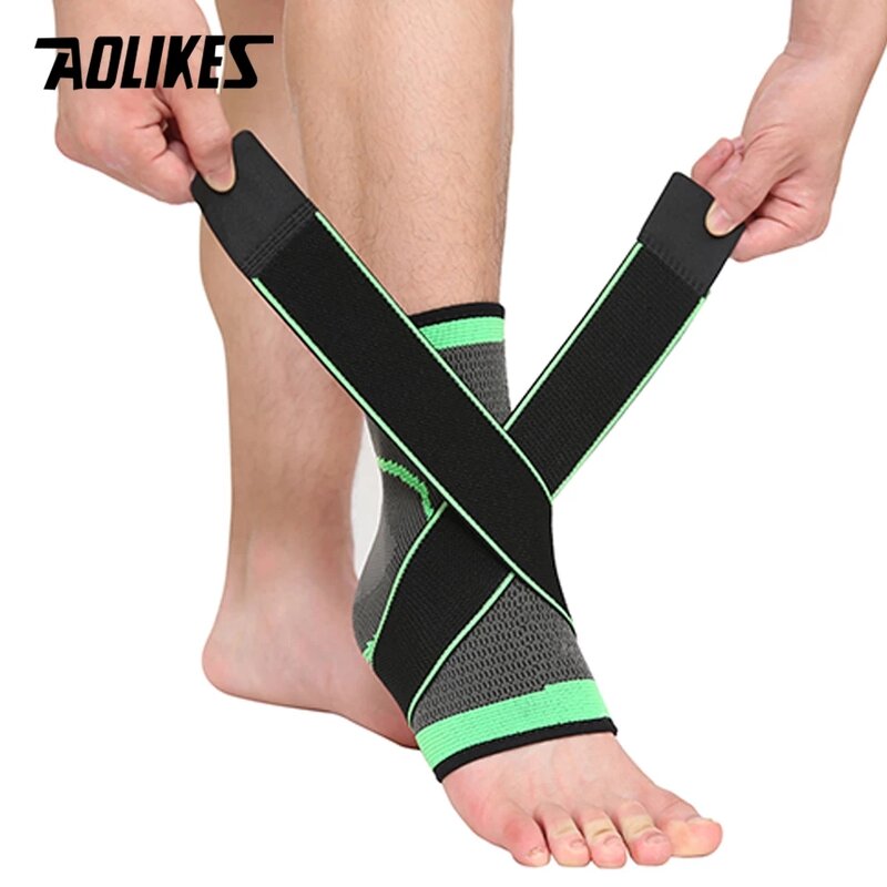 AOLIKES 1 Buah Bantalan Pergelangan Kaki Olahraga Lengan Tali Kompresi Mendukung 3D Menenun Perban Elastis Alat Pelindung Kaki Gym Kebugaran
