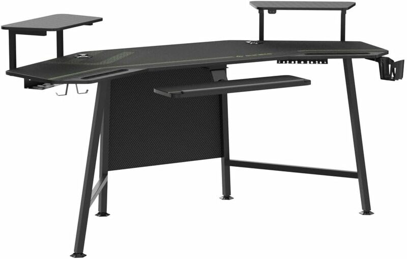 ERGONOMIC Gaming Desk , 72" Large Wing-Shaped Studio Desk Holder for Live, Streamer