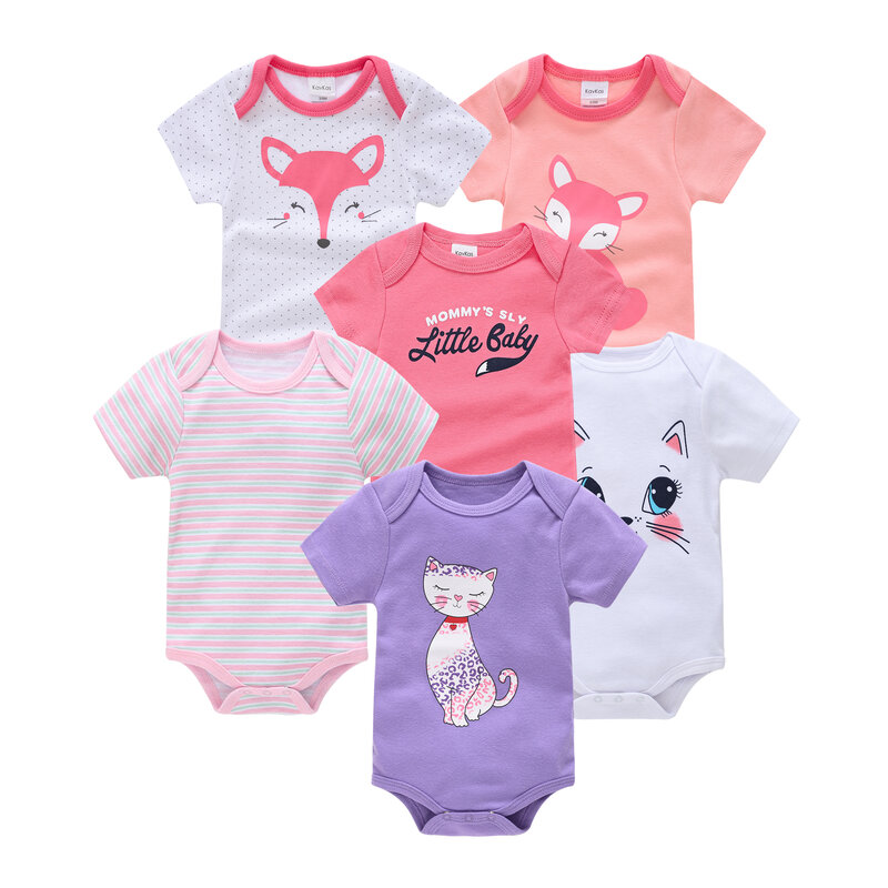 Baby Mädchen Kleidung 3 6 teile/los gießen nouveaux Baumwolle Kurzarm Mädchen Body 0-12 Monate Neugeborenen Jungen Kleidung kleinkind