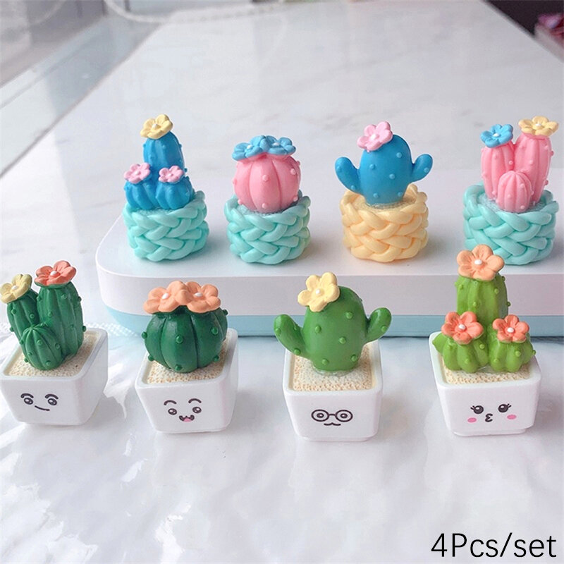 4 pezzi in miniatura pianta in vaso carino Mini succulente Cactus pianta Decor PVC decorazioni artigianali bambole del fumetto paesaggio ornamento da giardino