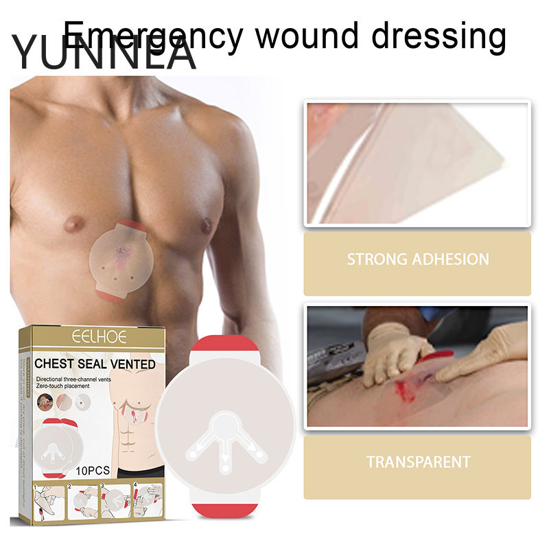 10 pçs segurança survival emergência trauma adesivo peito selo médico peito exalado remendo de primeiros socorros ferramenta ao ar livre segurança sobrevivência