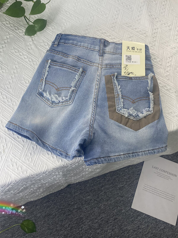 Dames Blauwe Denim Shorts Mode Dames 90S Streetwear Y 2K Harajuku Korean Vintage Hoge Taille A Line Shorts Jeans Kleding Zomer