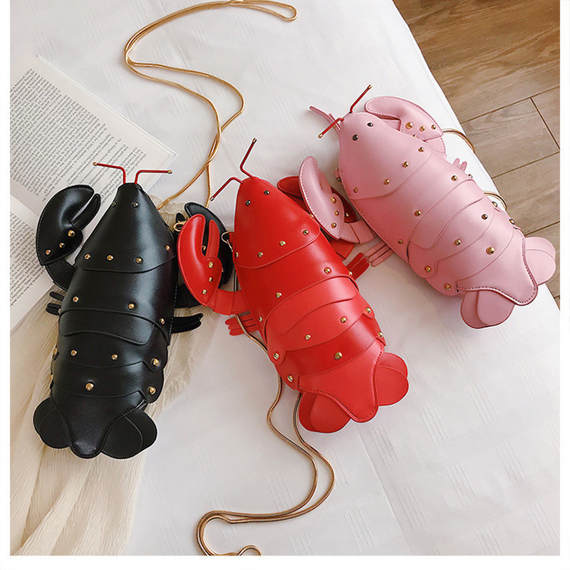 GWPPDMY Cute Lobster Style Crossbody Mini Bag Pu Leather Girl's Chain Purses and Handbags Women Shoulder Bag Clutch Bag