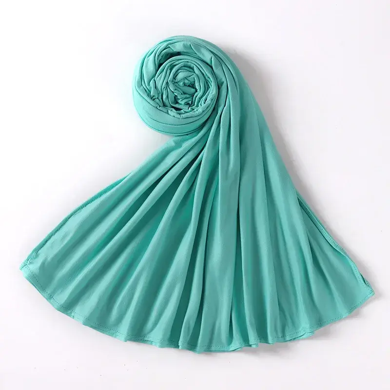 Bufanda de algodón de seda de leche para mujer, bufandas de algodón cómodas con turbante, chales elásticos lisos para Ramadán