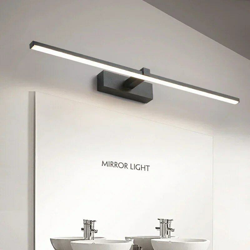 Luz LED de pared moderna para baño, lámpara de pared de tres colores, luces de aluminio, lámpara de línea de espejo de baño