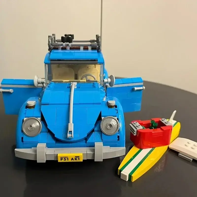 خبيرة إبداعية سلسلة سيارات فنية لبنات البناء ، نموذج خنفساء فولكس فاجن ، هدايا من الطوب للأطفال والكبار