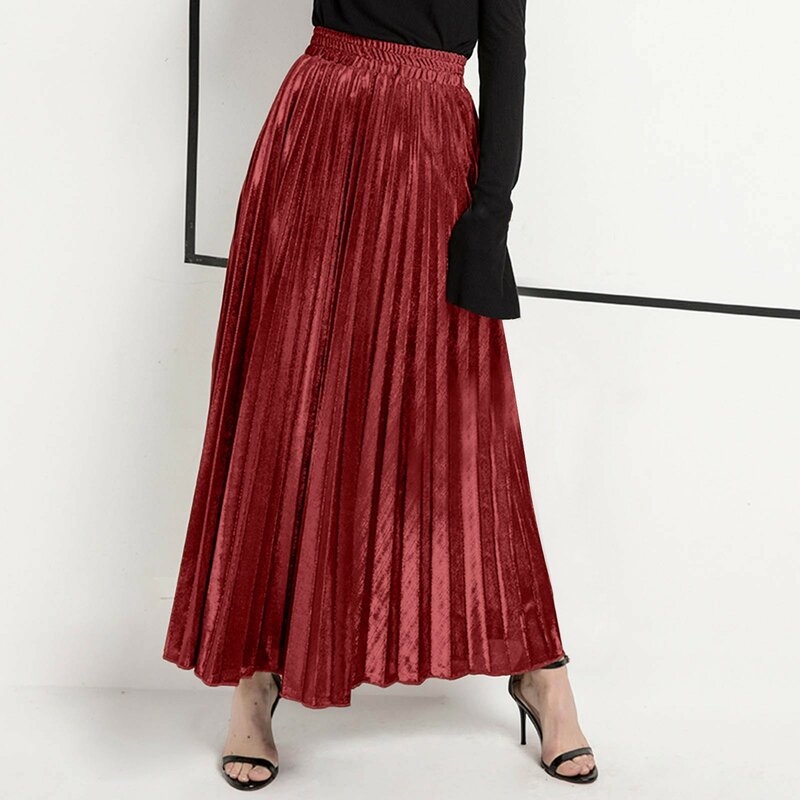 Spring And Summer New Pleated Skirt Long Skirt European And American Large Size High Plaid Skirt Skirts for Teens