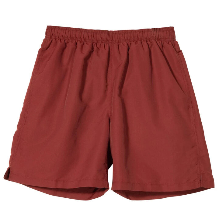 Celana pendek olahraga musim panas pria, celana pendek pantai elastis warna polos