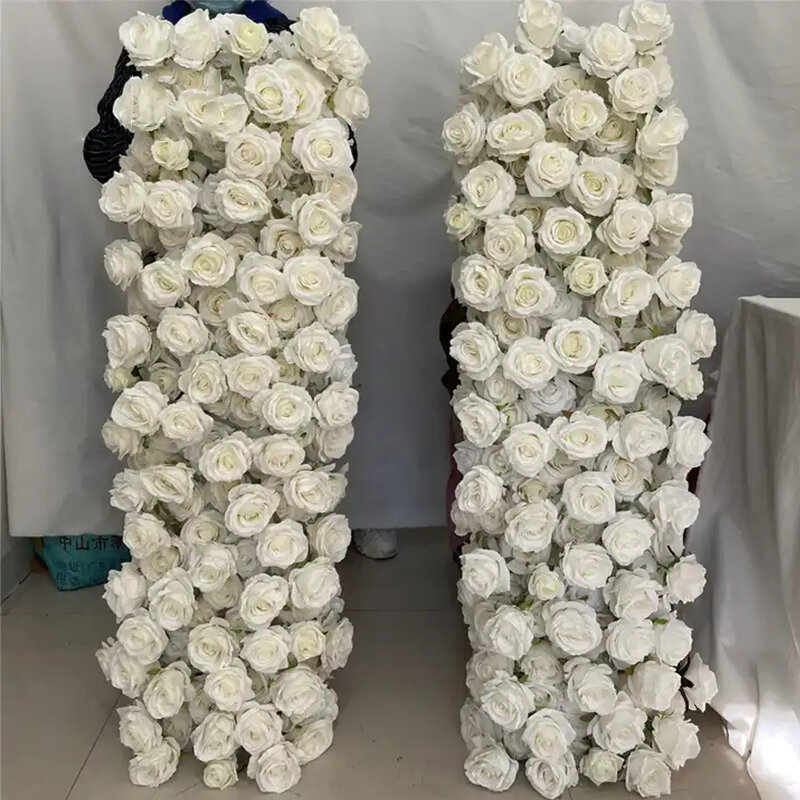 Weiße Rose Hortensie Blume Reihe Läufer Hochzeit Hintergrund Bogen Deko Blumen arrangement hängende Blume Reihe Herzstück Dekor Requisite