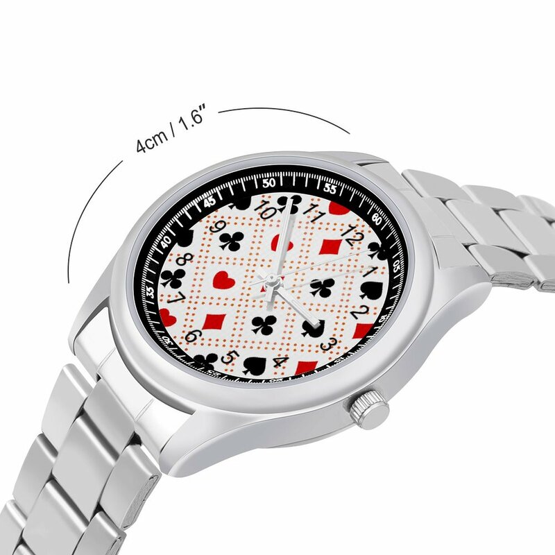 Coração poker relógio de quartzo jogando aço design relógio de pulso senhoras esporte retro acessível relógio de pulso