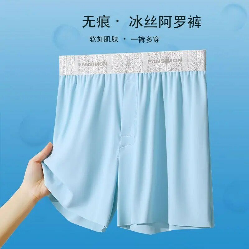 Celana pendek transparan untuk pria, celana pendek musim panas ukuran Plus, celana pendek tidur kasual untuk pria