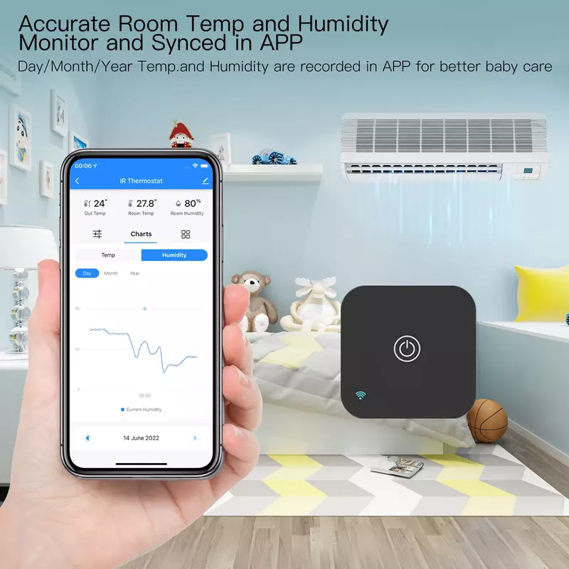 MOES Tuya WiFi IR Thermostat AC Controller รีโมทคอนโทรลความชื้นและอุณหภูมิ Sensor Smart Life ควบคุมเสียง Alexa Google