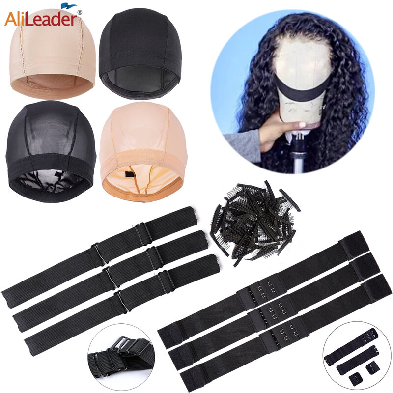 Professional Wig Making Caps Wig Clip Elastic Band For Wigs Nylon Mesh Beige Black Mesh For Wig Dome Hair Net For DIY Wigs