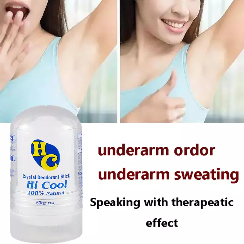 Bastão Desodorante Cristal para Homens e Mulheres, Removedor de Odor das axilas do corpo, Bastão antitranspirante, Indefinido, 60g
