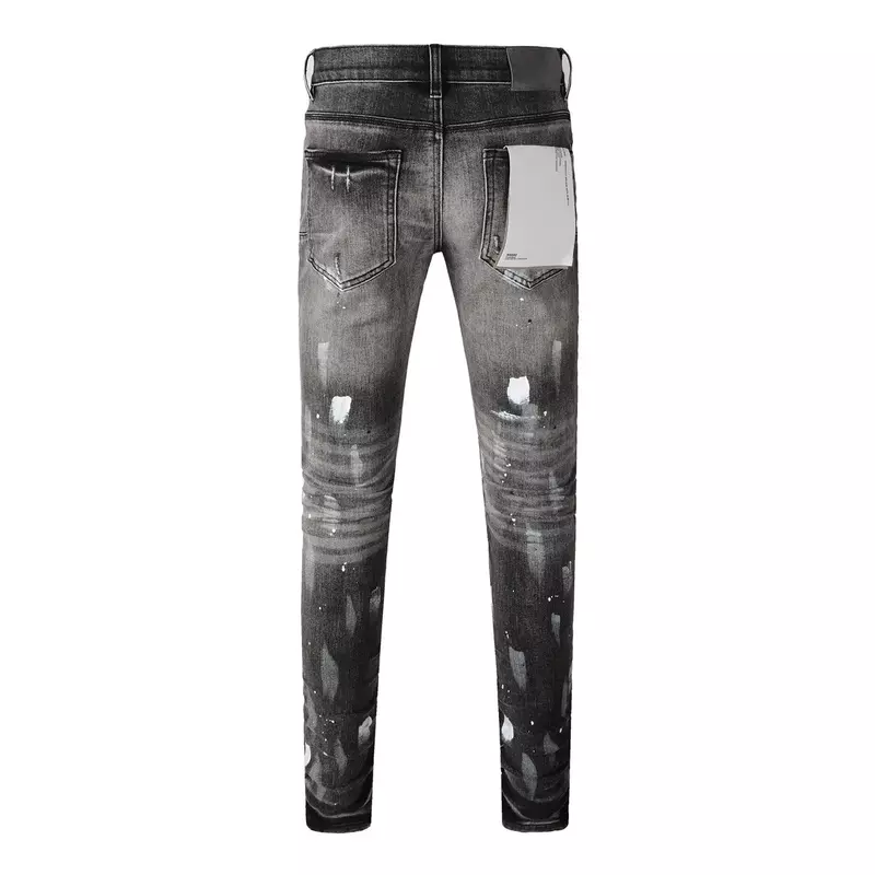 Pantalones Vaqueros pitillo de tiro bajo con pintura desgastada, vaqueros de color morado, novedad de 2024