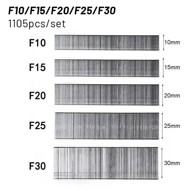 1105 buah pin staples untuk F15/F20/F25/F30 paku tembak bingkai pin 15 20 25 30mm paku Brad pin untuk Nailer udara Sofa kuku