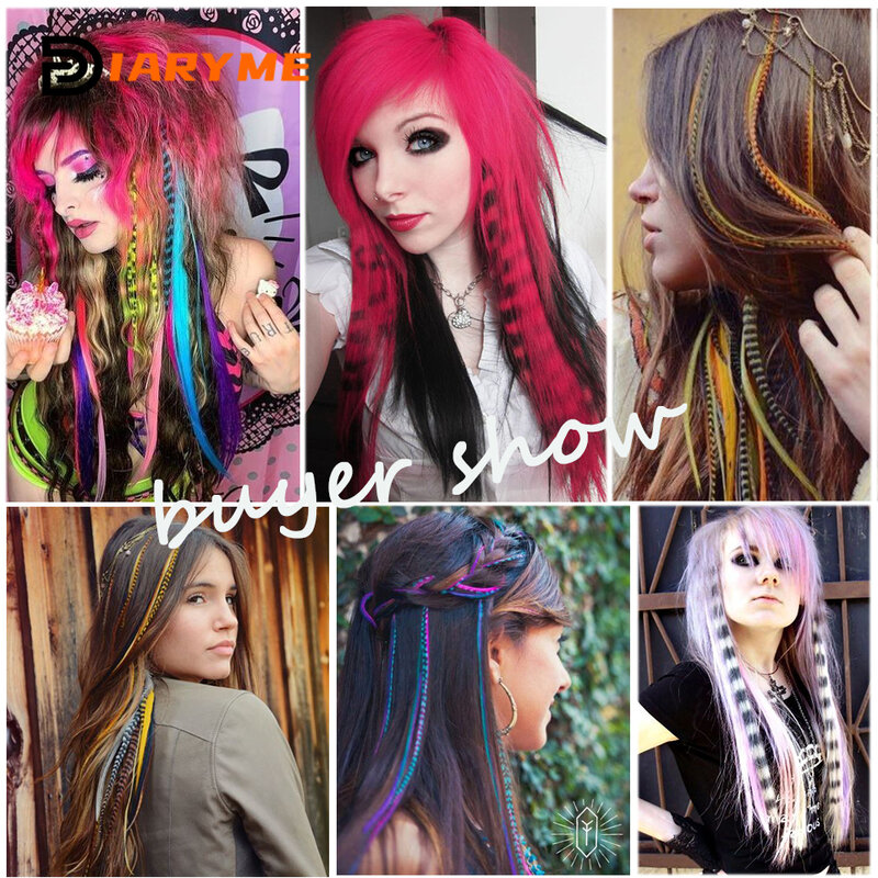 Synthetic One Card Hair Extension Wig Hair For Women Long Straight Clip-in Colored Zebra Line Feather Hair Extensions Fake Hair