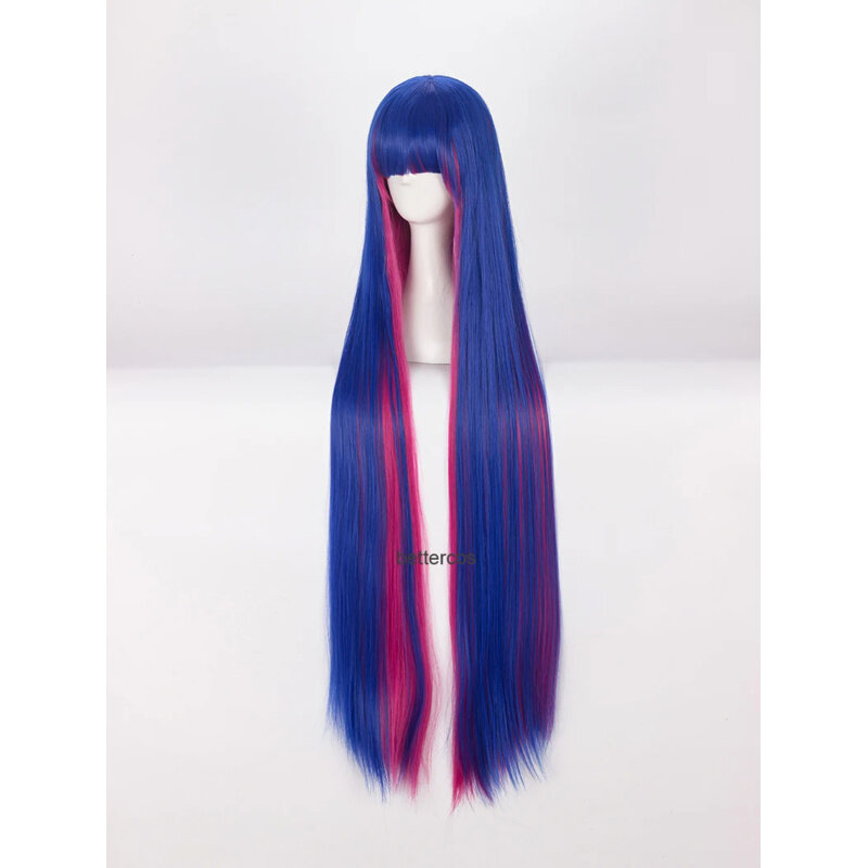 Panty & Stoing-peluca sintética resistente al calor con cinturón, Cosplay de anarquía, 100cm de largo, azul mezclado, Rosa