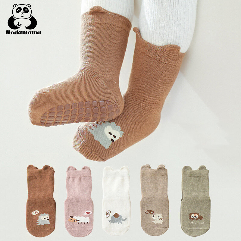 Modamama-Calcetines antideslizantes para bebé, medias cálidas de algodón, diseño bonito, para otoño, 3 pares