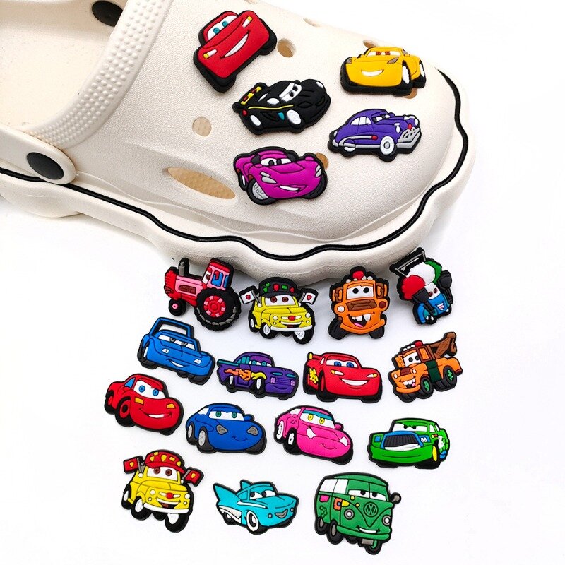 1 Pcs Cartoon Disney Lightning McQueen Crocs Cute Shoe Buckle Kawaii Decoration PVC Shoe Flower Cars DIY Accessories Jewelry