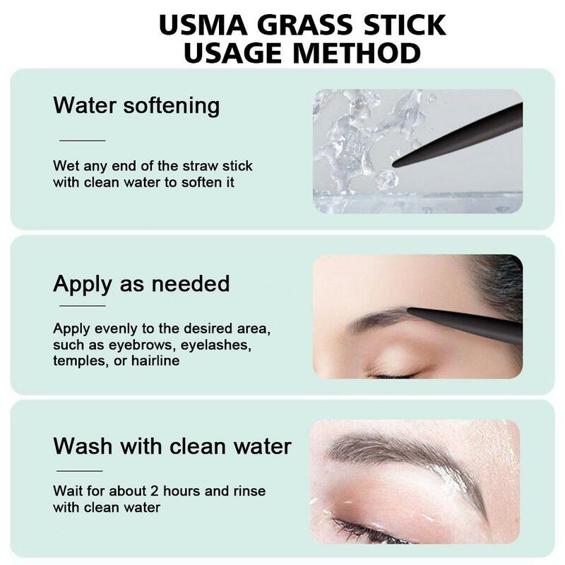 Usma Grass Powder para Linha Fina e Sobrancelhas, Promover e Espessamento, Rímel, Black Hair Enhancing Formula