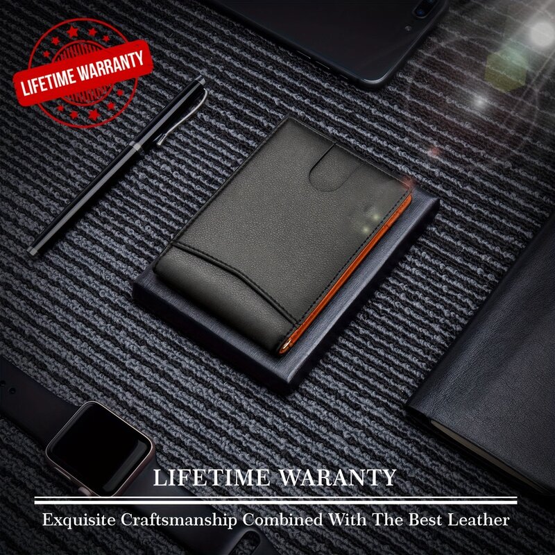 PU Leather  Slim Smart Wallet for Men with Money Credit Card Clip Mini RFID Blocking Leather Mens Thin Wallet Card Holder