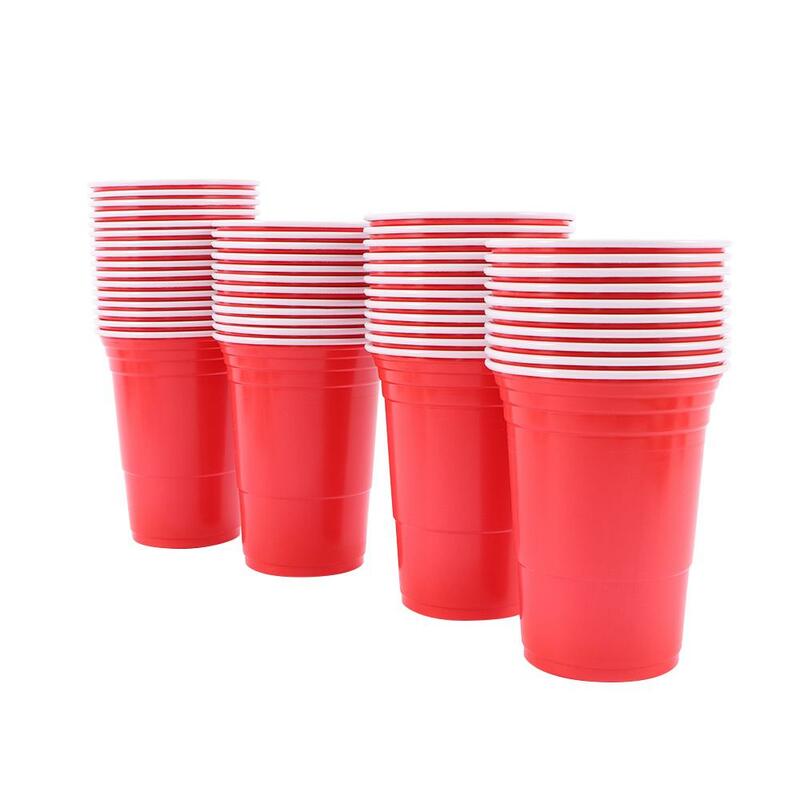 プラスチックジュースカップ、家庭用パーティー用品、イベント、レストランゲーム、ビールのポン、450ml、セットあたり50個