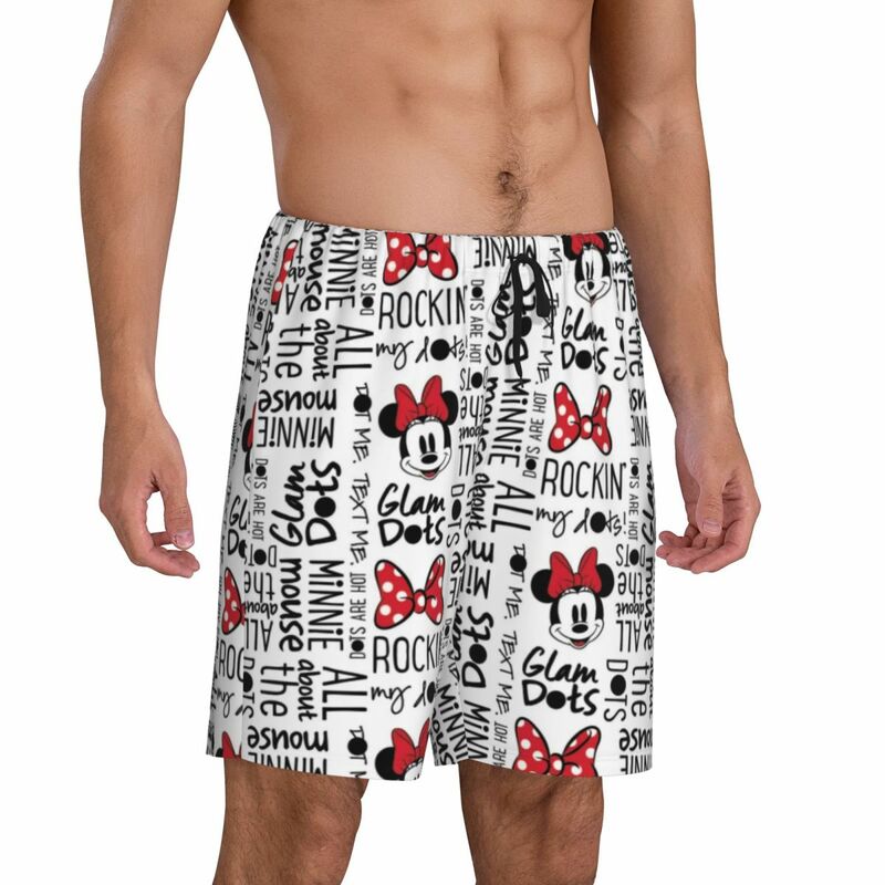 Pantalones cortos de pijama personalizados para hombre, ropa de dormir de Mickey Mouse, con cintura elástica, con bolsillos