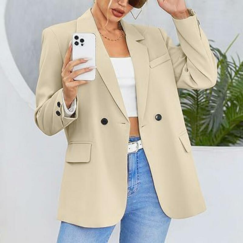 Long Sleeve Business Coat Stylish Women's Slim Fit Notch Collar Cardigan Elegant Office Jacket for Fall for Business for Women