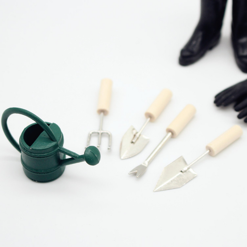 1 Set di attrezzi da giardino in miniatura Set accessori da giardino per casa delle bambole modello di annaffiatoio