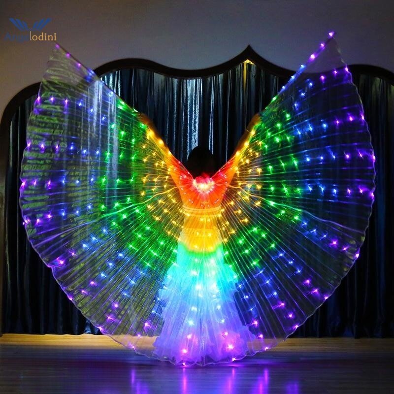 Светодиодная Люминесцентная цветная накидка для взрослых и детей, танцоры, светящаяся бабочка, Исида, крыло, сценическое выступление, танцы живота