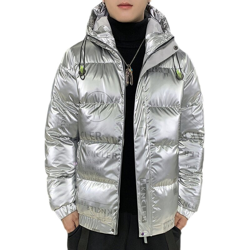 秋冬用の光沢のある白いダックダウンジャケット,暖かいジャケット,フード付き,2021コレクション